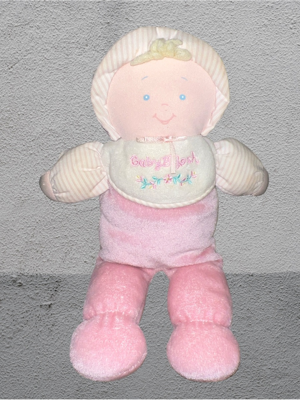 Vintage Baby Girl Oshkosh B' Gosh Doll Blonde Pink Sleeper Plush 11” Lovey